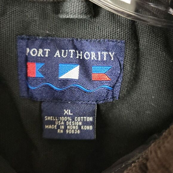 Vintage Port Authority Work Jacket Men's XL Black Quilt Lined Heavyweight Logo - Picture 2 of 12